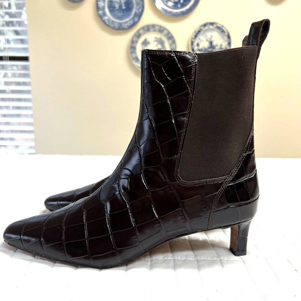 Madewell The Dimes Chelsea Boot in Brown Croc Embossed Leather Size 10 NWOB - Picture 6 of 11